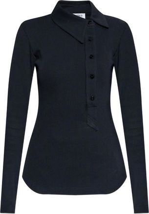 The Attico buttoned collared polo top - Black