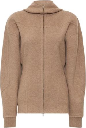 Max Mara Zip-Through Sweatshirt - Dames - Vesten met rits - Beige - XS - Wol - Hoodies & sweatvesten