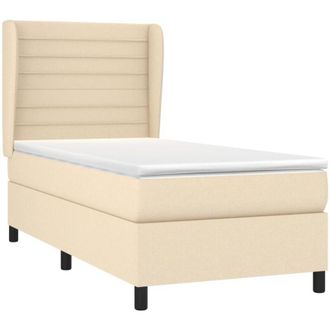 vidaXL Cama Box Spring Con Colch&oacute;n Tela Color Crema 100x200 Cm Vidaxl