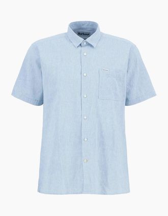 Barbour Mens Barbour Nelson Linen Short Sleeve Shirt - Grey - Size: Regular/40