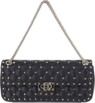 Valentino Garavani Black Rockstud Medium Shoulder Bag