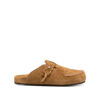 Buttero Schoenen, Heren, Bruin, 40 EU, Leer, Slippers met decoratieve stiksels