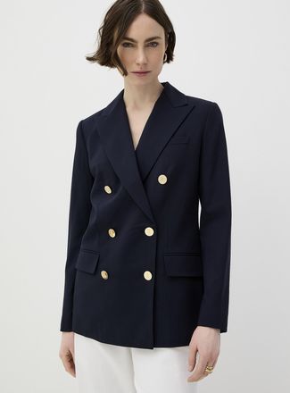 Lauren Ralph Lauren Womens Navy gold-button double-breasted jacket