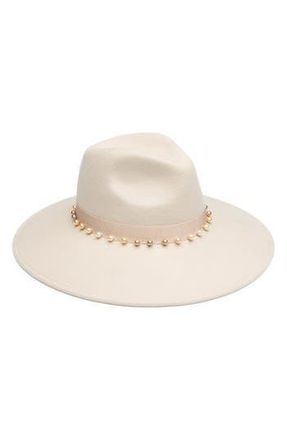 Eugenia Kim Pearl Trimmed Wool Fedora in Nude at Nordstrom Rack