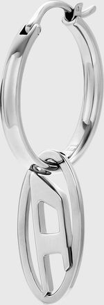 Diesel Stainless Steel Hoop Earring - Earrings - Unisex - Silver