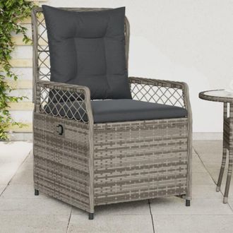 vidaXL Vidaxl - Sillones Reclinables De Jard&iacute;n 2 Uds Rat&aacute;n Sint&eacute;tico Gris