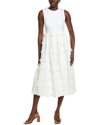 English Factory Mixed Media Midi Dress