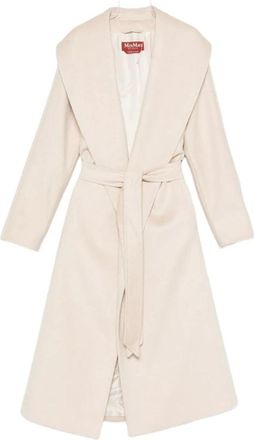Max Mara Roomwit Shawl Kraag Jas - Dames - Jas met riem - Beige - M - Jassen