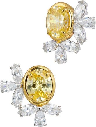 Savvy Cie Jewels Silver Cz Stud Earrings