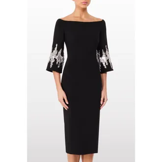 Jenny Packham Aster Sequin-Embellished Midi Dress in Liquorice at Nordstrom, Size 14 Uk