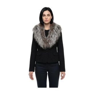 Dolce & Gabbana Jassen, Dames, Zwart, S, Wol, Woven Informal Jacket