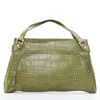 Marni croc embossed leather satchel bag