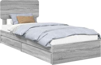 vidaXL Storage Bed with Drawer Grey Sonoma 75 x 190 cm Engineered Wood vidaXL