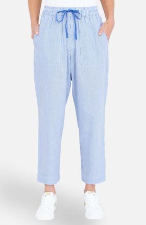Yumi Cotton Stripe Cropped Trousers in Blue at Nordstrom, Size 12