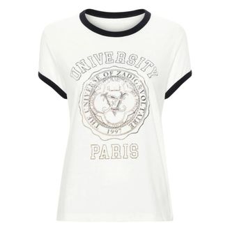 Zadig&Voltaire T-Shirt University con strass - - Tops - Donna - Bianco - S
