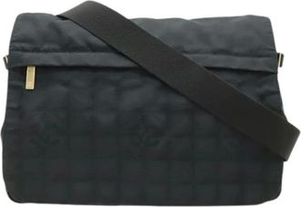 Chanel Pre-owned Cross Body Bags, female, Black, Size: ONE SIZE Pre-owned New Travel Line Nylon Jacquard Shoulder Bag