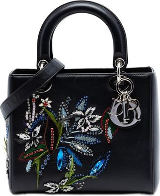 Dior Pre-owned Dior Limited Edition Medium Smooth Calfskin Embroidered Beaded Floral Lady Dior Ladies 26L7HUV5RFUGXM2A