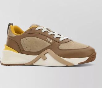 Fendi leather and suede lace-up sneakers