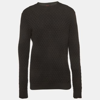 HUGO BOSS Black Basket Knit Crewneck Sweatshirt
