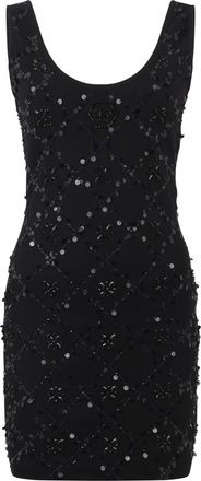 Philipp Plein Mini Tank Dress Rhomb Flowers Strass