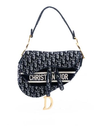 Dior 2020 Oblique Embroidered Canvas Saddle Bag shoulder bag - Blue