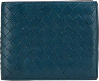 Bottega Veneta Blue Green Red Color Leather Wallet (Bi-Fold) (Pre-Owned)