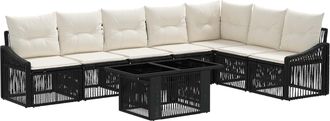 vidaXL Conjunto De Sof&aacute;s De Jard&iacute;n 8 Uds. Negro Y Blanco Crema Vidaxl