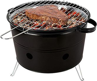 Trade Shop Trade Shop - Horno De Carb&oacute;n Redondo Port&aacute;til Barbacoa Barbacoa Estante De Acero De La Rejilla Cocinar Carne De Pescado