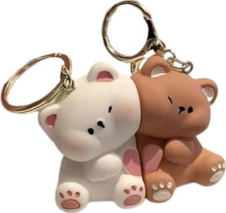 Generic Bear Matching Keychain - Cartoon Pendant Bear Keychain | Bear Pendant Couple Keychain, Cute Keychain Matching Keychains, Car Key Ring for Boyfriend Gi