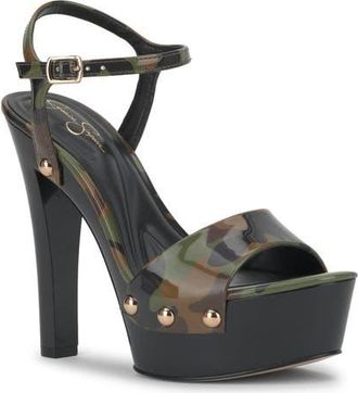 Jessica Simpson Calenta Ankle Strap Platform Sandal in Green Multi at Nordstrom, Size 8.5