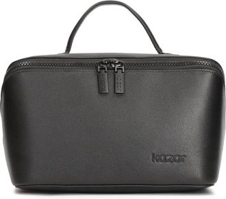 Kazar Elegante Leren Cosmetica Tas - Heren - Toilettassen - Zwart - ONE Size - Leer - Tassen