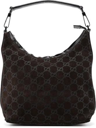 Gucci Tweedehands Canvas handtassen - Dames - Vintage Handtas - Bruin - ONE Size - Satijn - Vintage