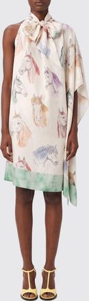 Moschino One-Shoulder Graphic Print Silk Mini Dress