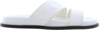Jimmy Choo London Embossed Logo Leather Slides, Brand Size 36 ( US Size 6 )