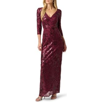 Adrianna Papell Sequin Gown in Deep Wine at Nordstrom, Size 14