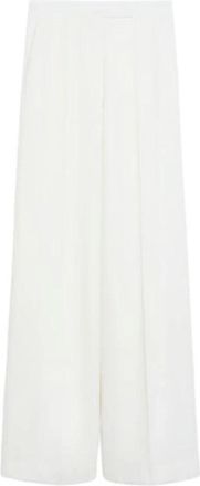 Max Mara Luxe wollen broek met wijde pijpen - Dames - Wijde Broeken - Wit - S - Wol - Broeken