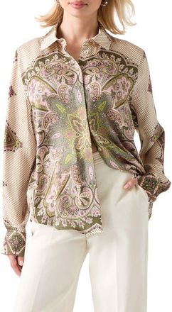 Marciano Melissa Mixed Print Button-Up Shirt in Brown at Nordstrom, Size 44