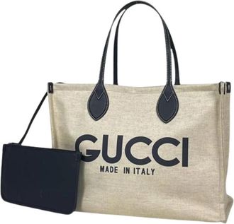 Gucci Pre-owned Vintage Tote Bag - Dames - Vintage Shopper - Beige - ONE Size - Leer - Vintage