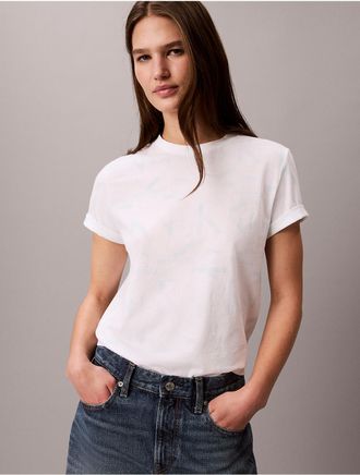 Calvin Klein Jeans Calvin Klein Womens Allover Faded Monogram Classic T-Shirt - Open White - XL
