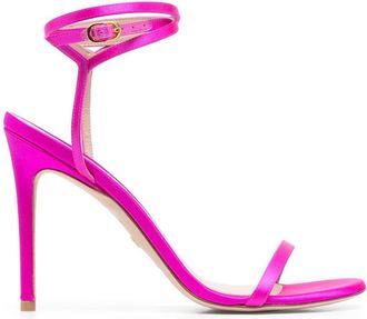 Stuart Weitzman 120mm stiletto leather sandals - women - Calf Leather/Calf Leather/Fabric - 40,5 - Pink