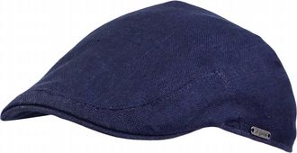 Wigens Mens Pub Cap In Navy Hopsack Linen