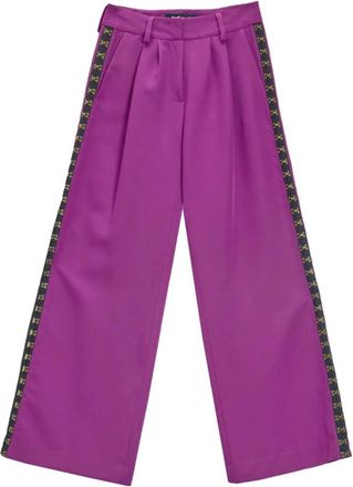 Just Cavalli Pantalone Hooks - Dames - Wijde Broeken - Paars - L - Leer - Broeken