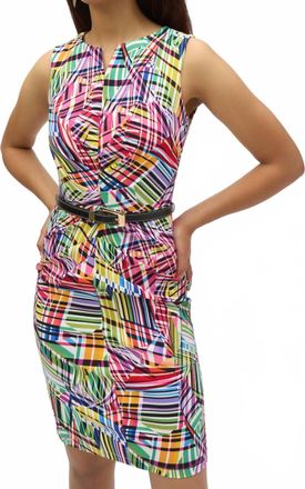 Joseph Ribkoff Millennium Abstract Print Sheath Dress In Black Multi