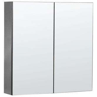 Beliani Beliani - Mueble De Ba&ntilde;o Con Espejo 60 X 60 Cm Almacenaje Minimalista Moderno De Pared 2 Puertas 2 Estantes Negro Navarra
