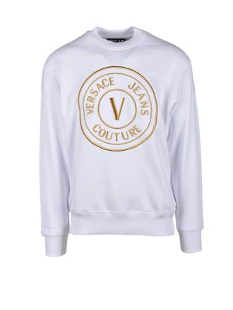 Versace Jeans Couture White Cotton Crewneck Regular Fit Sweatshirt