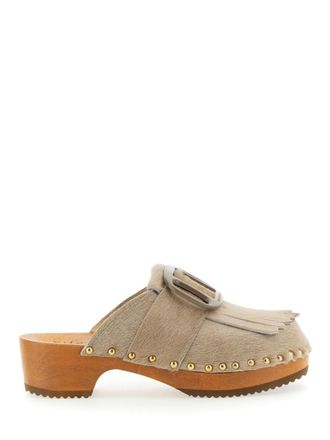 JEJIA Beige Fringes Mules