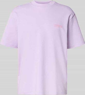 Lindbergh Lindbergh Oversized T-Shirt mit Label-Print in Lavender, Gr&ouml;&szlig;e XXXL
