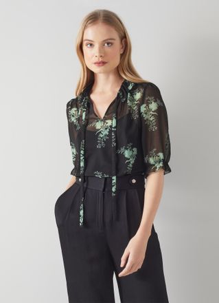 L.k. Bennett Womens Margot Woven Tops, Black - Size 10 UK