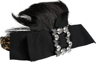 Dolce & Gabbana Womens Black Hair Parrucchiera Crystal Headband Diadem Viscose Silk Nylon Elastane Accessory