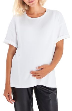 Accouch&eacute;e Anytime Anywhere Side Zip Maternity/Nursing T-Shirt in White at Nordstrom, Size Large/x-Large